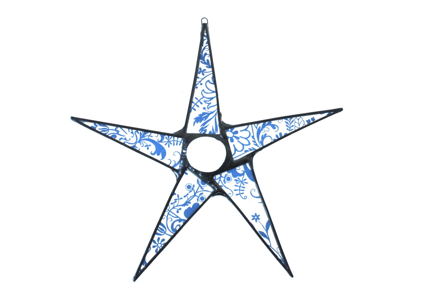 Blue Sky Filigree - lacquered glass star - 9 inches