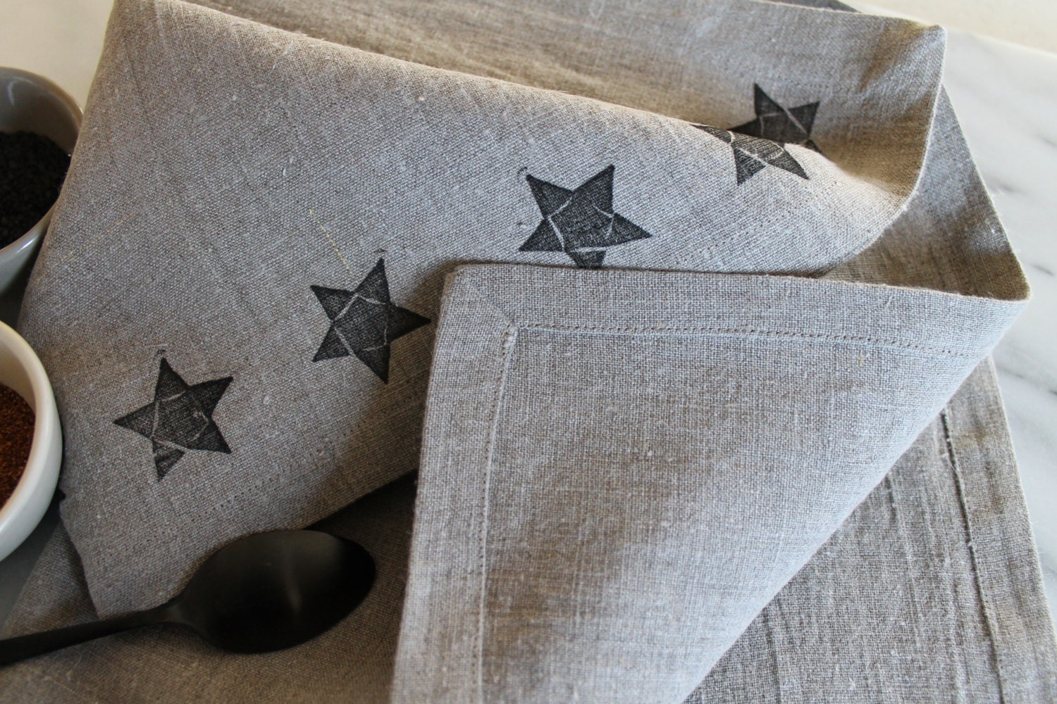 Linen Star dish towel-- oversize 100% natural linen tea towel