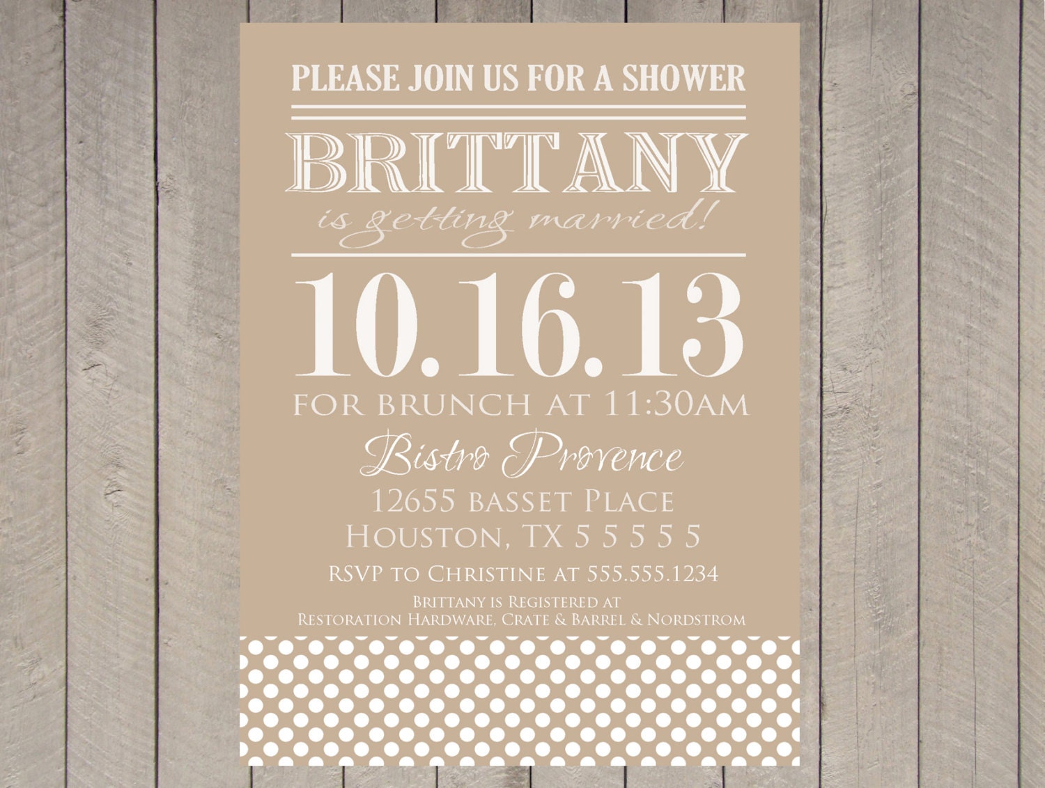 Vintage Bridal Shower Invitation Polka Dot Kraft Paper White ...