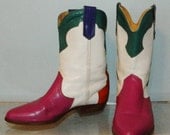 vintage 80s colorblock cowgirl boots size 6.5