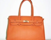 Hot Orange Leather Bag Leather Handbag Leather cross-body Bag Leather Purse Bag Leather Laptop Bag Iris