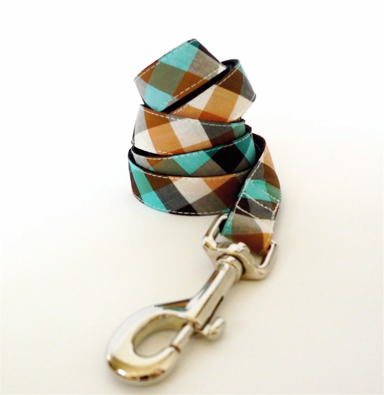 Leash -Plaid Emerald Orange-
