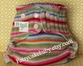 Wool Diaper Cover soaker in Lollipop Stripes One-Size Upcycled