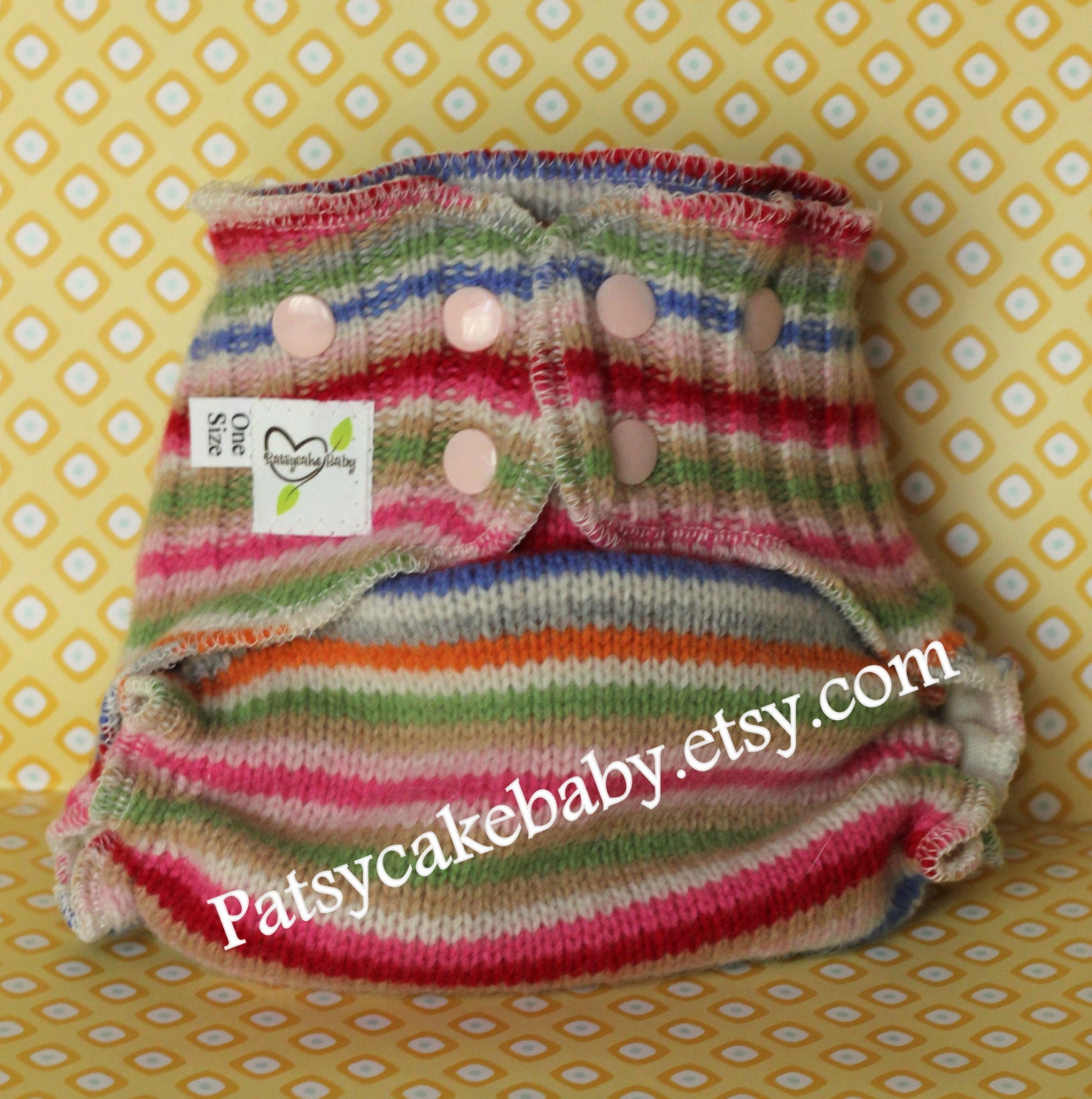 Wool Diaper Cover soaker in Lollipop Stripes One-Size Upcycled