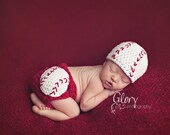 Baby Boy Baseball Beanie, Diaper cover Newborn Photo prop