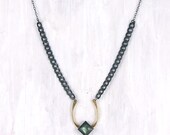 Bountiful Brass Horsehoe Necklace - Labradorite