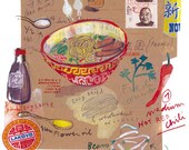 Chinese soup recipe print 8X10 print Kitchen poster asian cooking Brown decor Food art poster