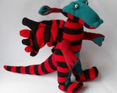 plush monster  dragon sock creature sock animal plush animal art doll called Archibald