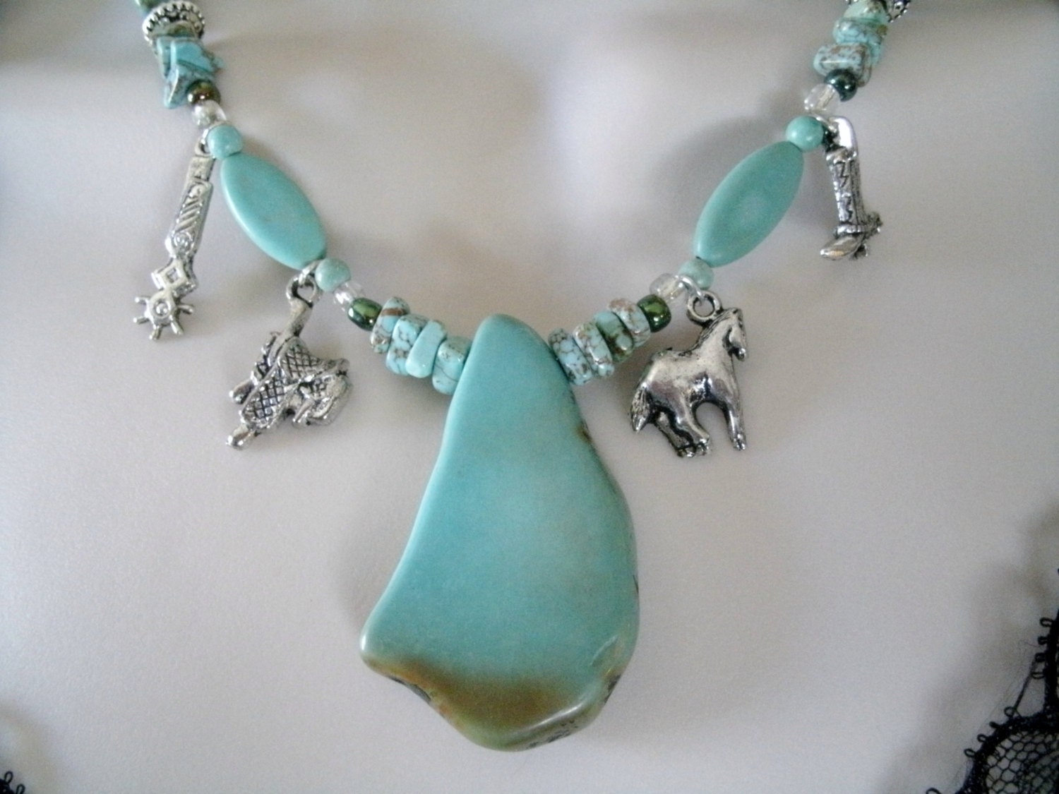 Rodeo Time Turquoise Necklace, southwestern jewelry cowgirl country western native american pagan southwest gypsy victorian steampunk tribal