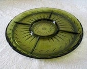 Vintage Green Indiana Glass Tray , housewares home decor collectable mid century retro victorian cottage chic serving dish treat