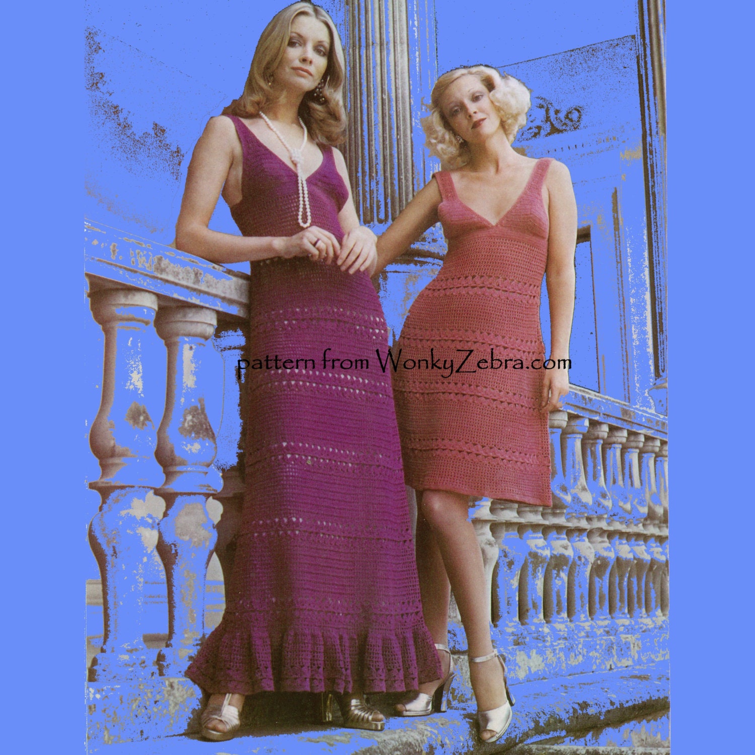 Crochet pattern for a Vintage Bra Top Dress PDF 605 from WonkyZebra