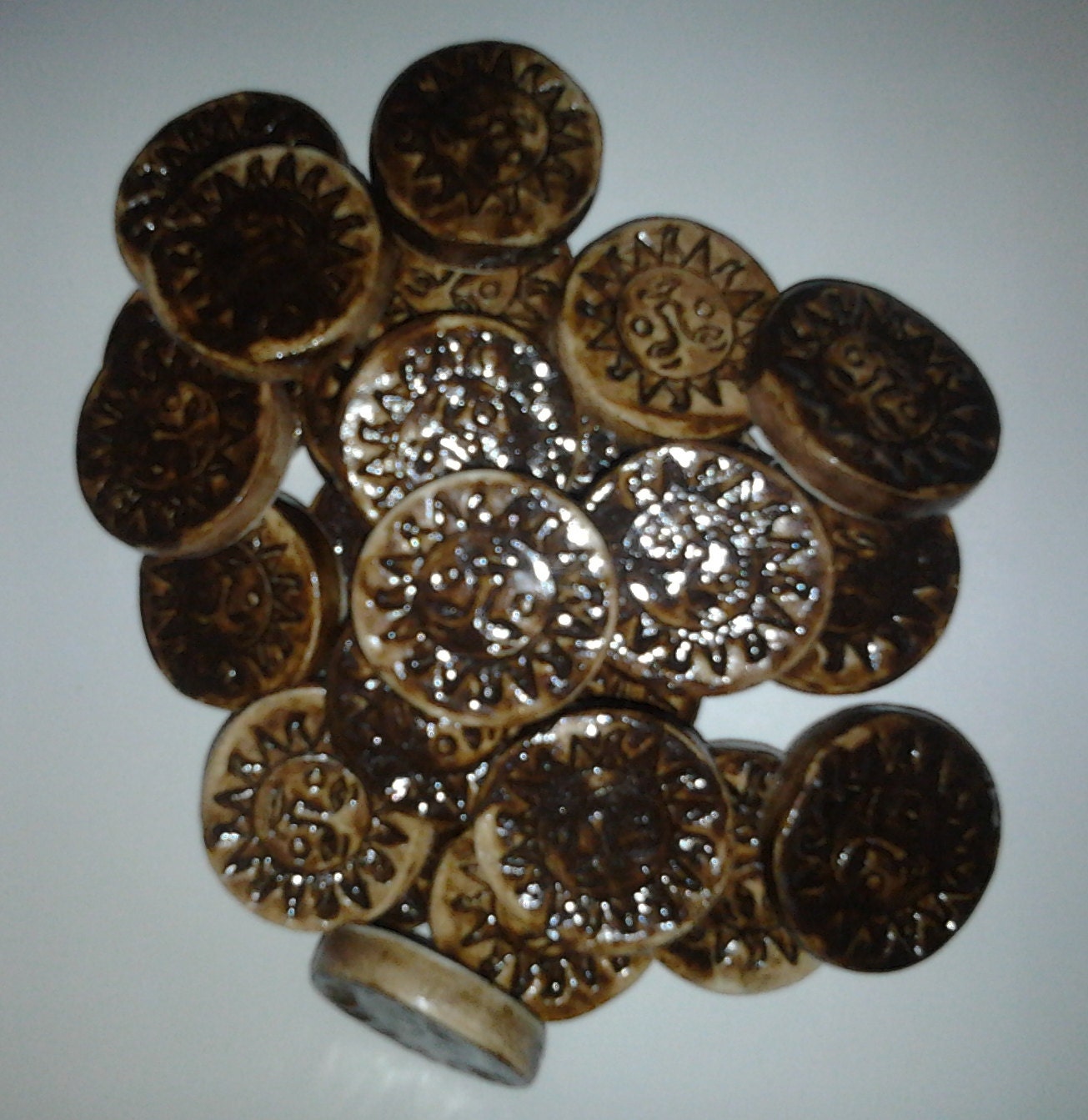 25 pc Handmade Rune Set In Porcelain Sun