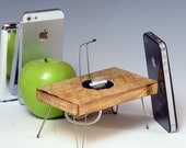 Hairpin leg table dock for iPhone 5 or ANY iPod or iPhone. Rustic Recycled wood. Industrial. 482. Mid century modern. FAST SHIPPING.