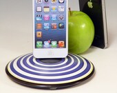 iPhone 5 dock. Fits all iPhones and iPods. 498. Hand painted pastel blue stripes. Elegantly casual. FAST 3 day SHIPPING.