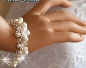Wedding Bridal bracelet - AUBRY - Swarovski crystals and Pearls, Wedding jewelry, Bridal accessory
