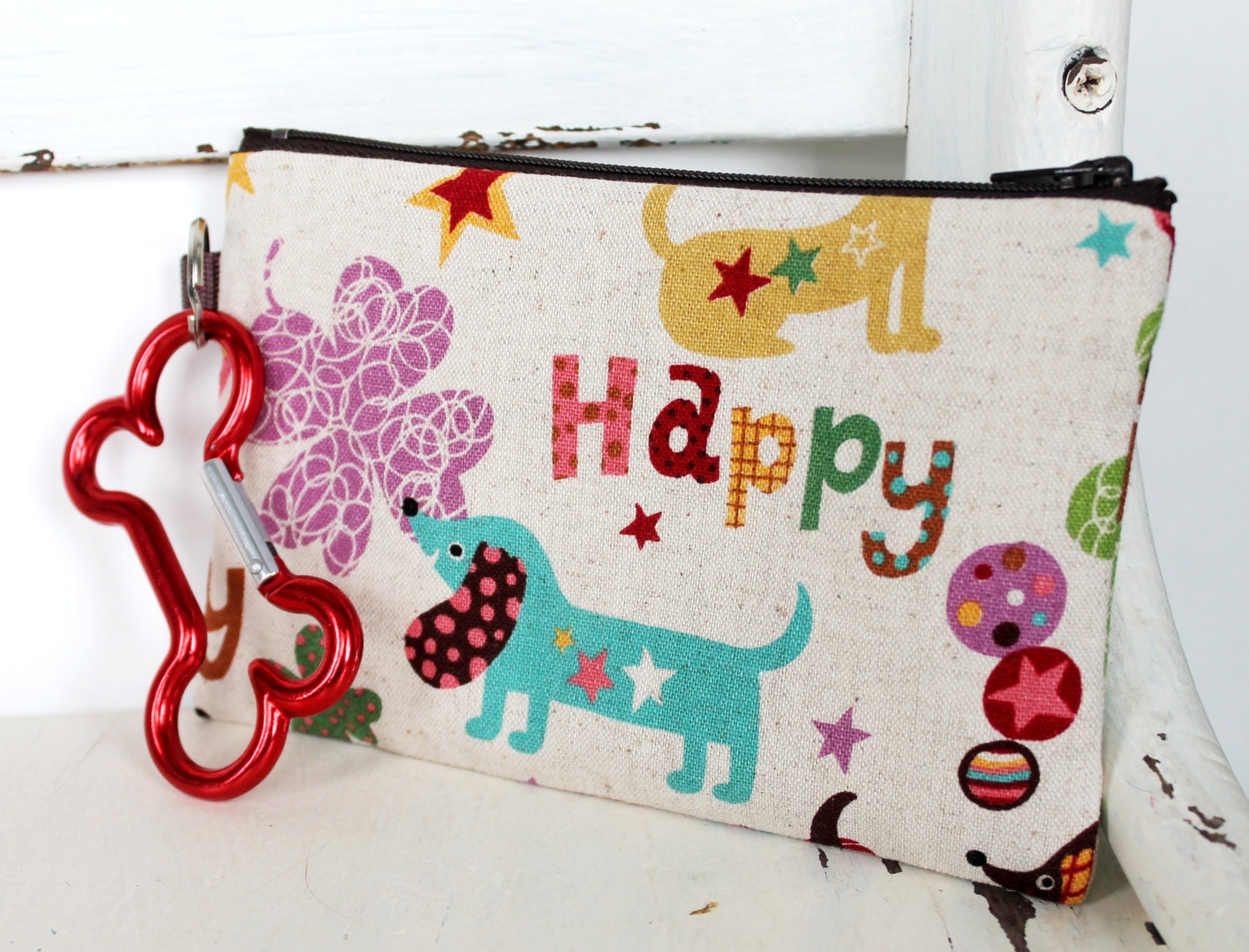 Happy Dog Japanese Pet Leash Purse, zippered clean up pouch