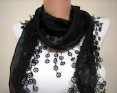 Gift Scarf - New - Trendy Scarf - Mother's Day Gift - Cotton Scarf with Black - Lightweight