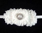 White Shabby Chic Chiffon Flower Headband. White Flower Headband. Baby Hair Accessories. Girl Hair Accessories. Easter Headband