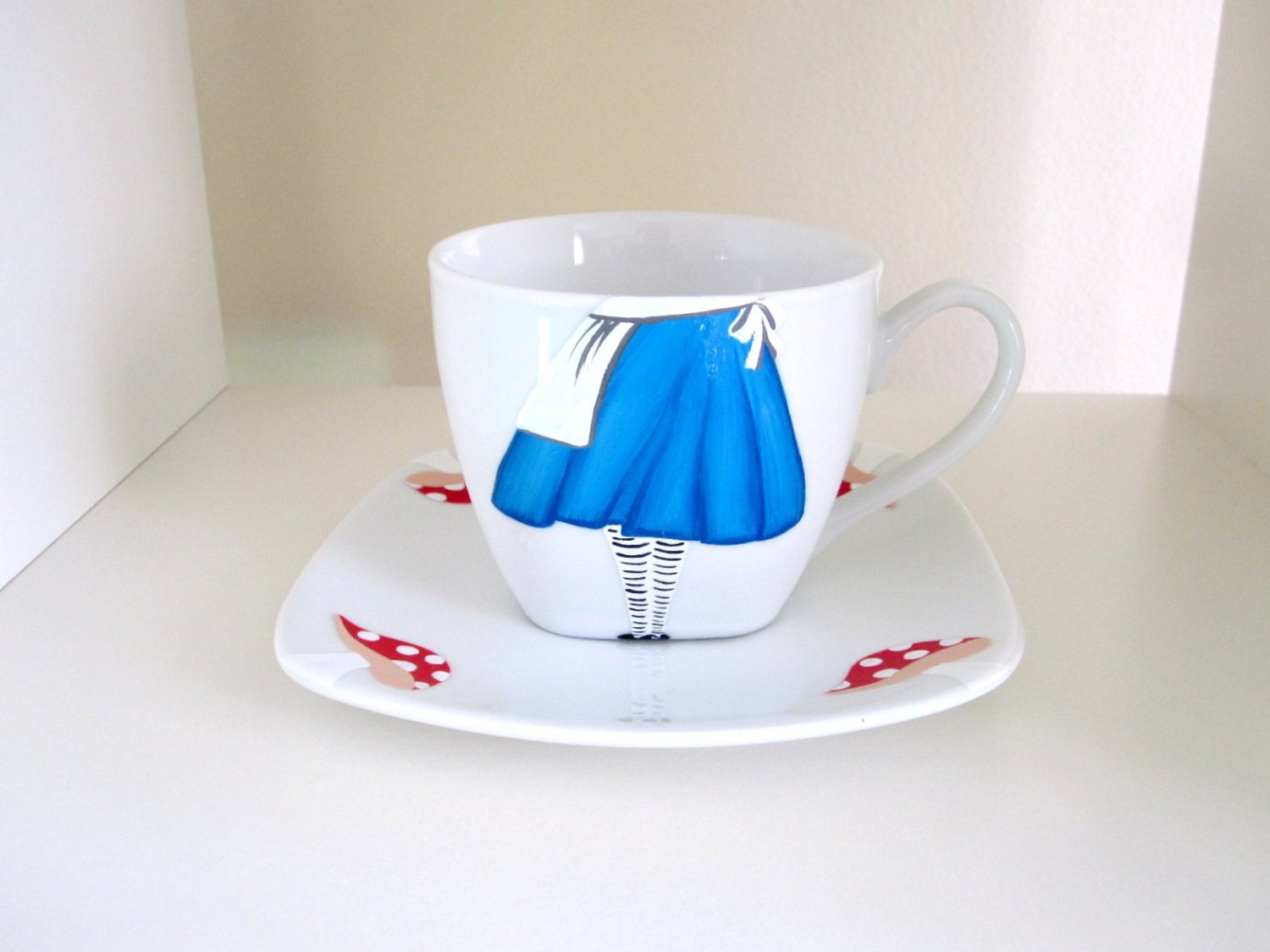Alice- Hand Painted Porcelain Teacup and Saucer