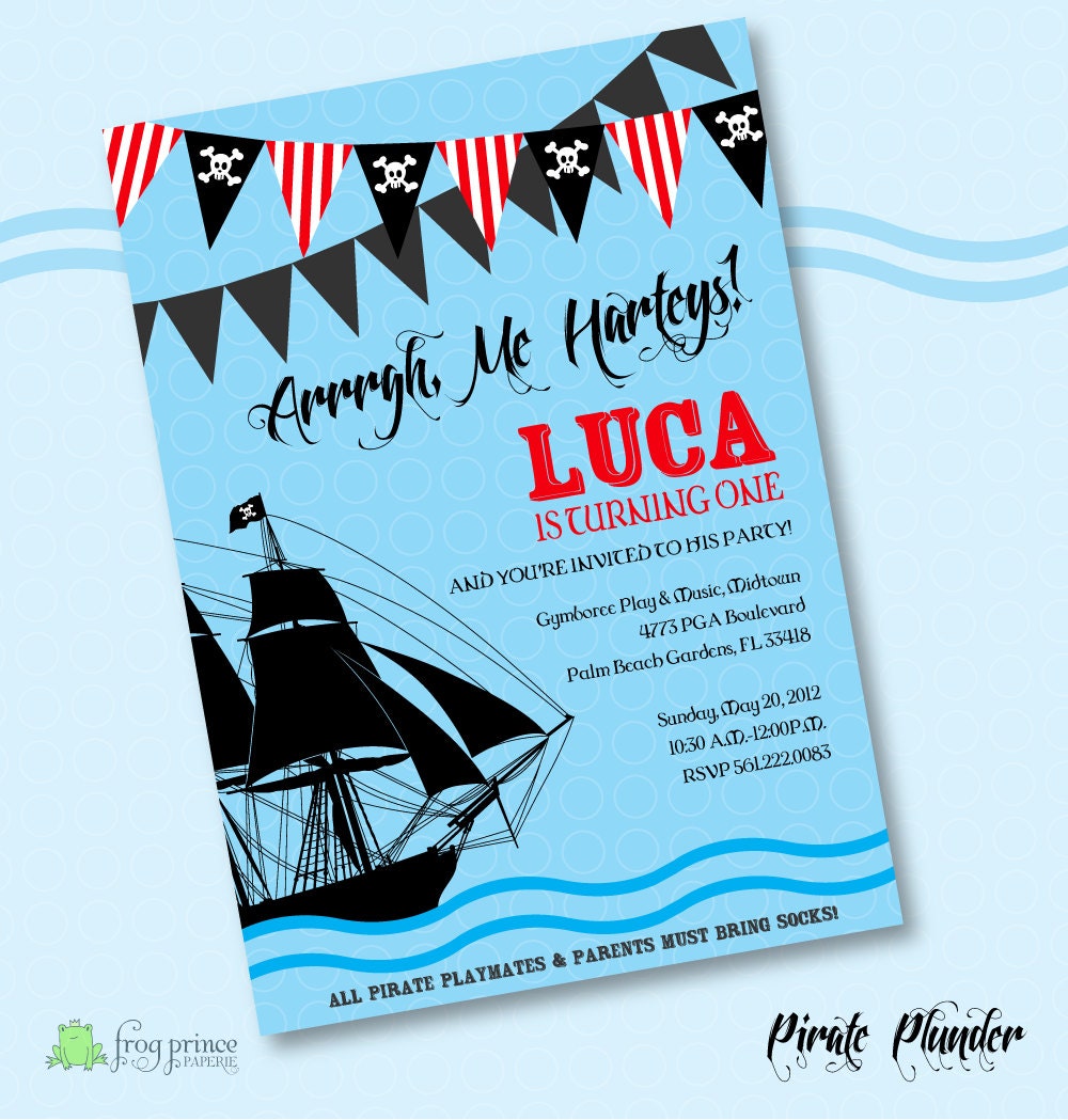 Pirate Invasion Custom Printable Party Invitation