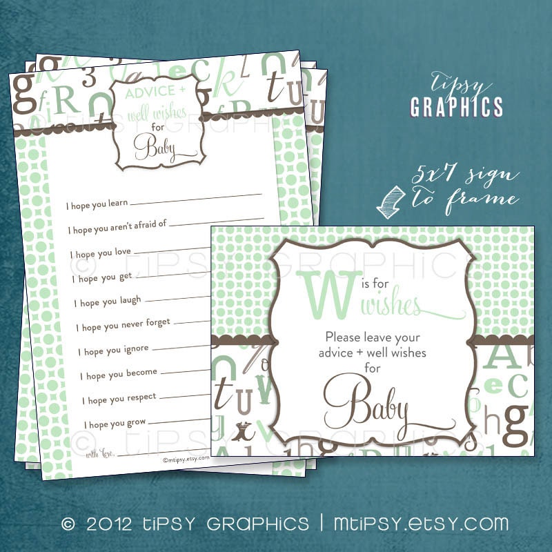 W is for Wishes. Alphabet Themed Baby Wishes By Tipsy Graphics. Madlib. AdLib. Baby Wishes. Baby Statistics. Printable Cards, any Colors. Il_570xn