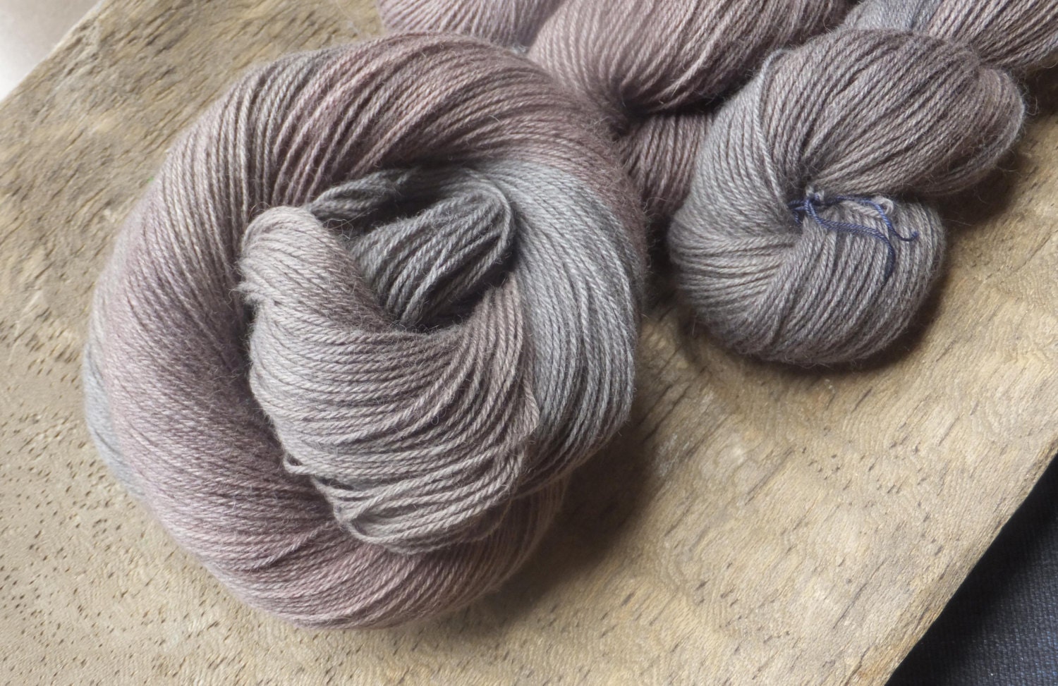 Warm Charcoal and Wine -  Hand Dyed Mink Merino Silk Yarn - Knitty Reviewed