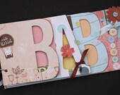 Baby scrapbook album, premade scrapbook, word chipboard album, baby shower gift, newborn, baby girl, pink-BG13