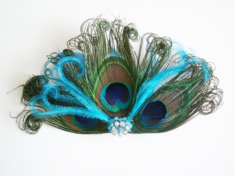 Bridal Fascinator - Peacock Headpiece - Teal Peacock Bridal Fascinator - Teal Peacock Bridal Headpiece - Peacock Bridesmaid Fascinator
