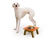 Mid Century Modern Pet Feeder with SINGLE stainless bowl - - SIX Colors
