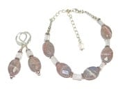 Labradorite and Rainbow Moonstone Sterling Silver Bracelet and Earrings