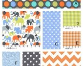 Custom Crib Bedding You Design   Bumper and Bedskirt in Elephant walk in sky
