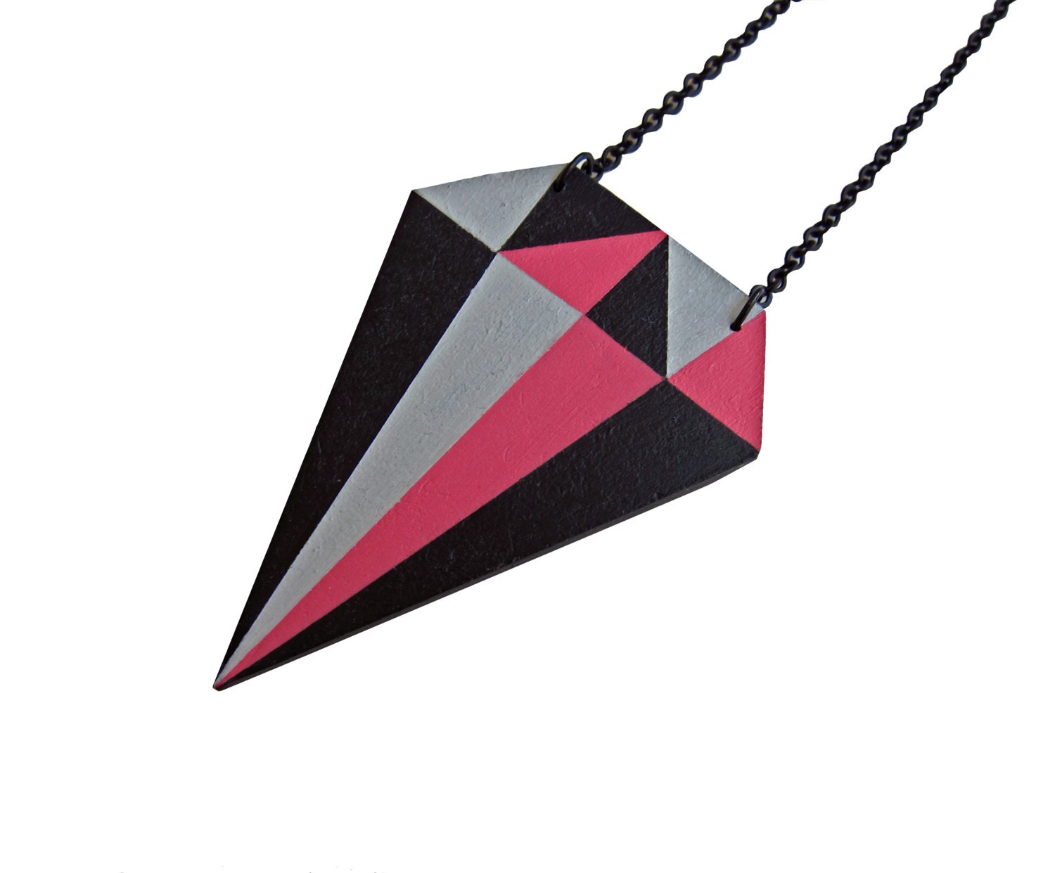 Diamond Necklace Hot Pink Geometric