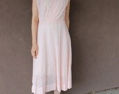 Vintage 1950's Pink Cotton Eyelet Dress DAYS OF SUMMER