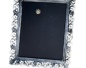Magnet Board with Magnet, handmade from a Pewter colored ornate French Chic Frame, choose either chalkboard or fabric