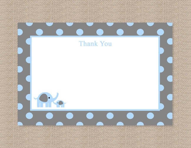 Blue Elephant  Thank You Card