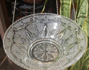 hanging light shade vintage fixture embossed bird feeder repurpose planter candle holder