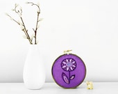 Embroidered Abstract Flower in Purple, Lilac, and Lavender - 4 inch Embroidery Hoop Floral Fiber Art for Spring