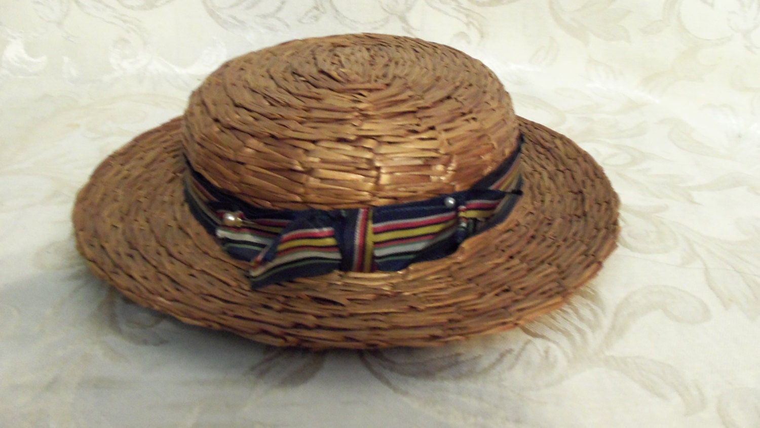 Antique 1900s Victorian Edwardian Straw Hat