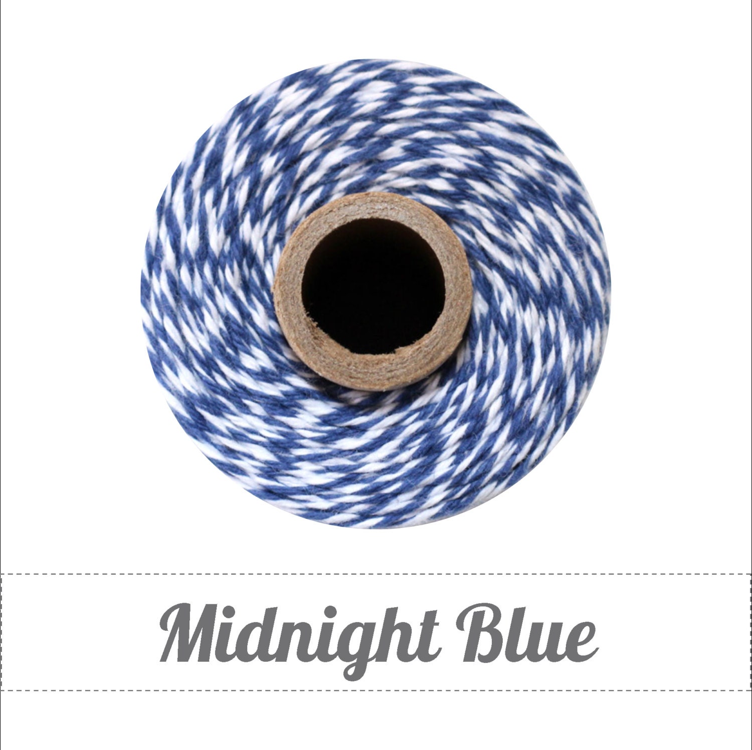 Midnight Blue Twine Spool - Navy Blue & White - 240 yards