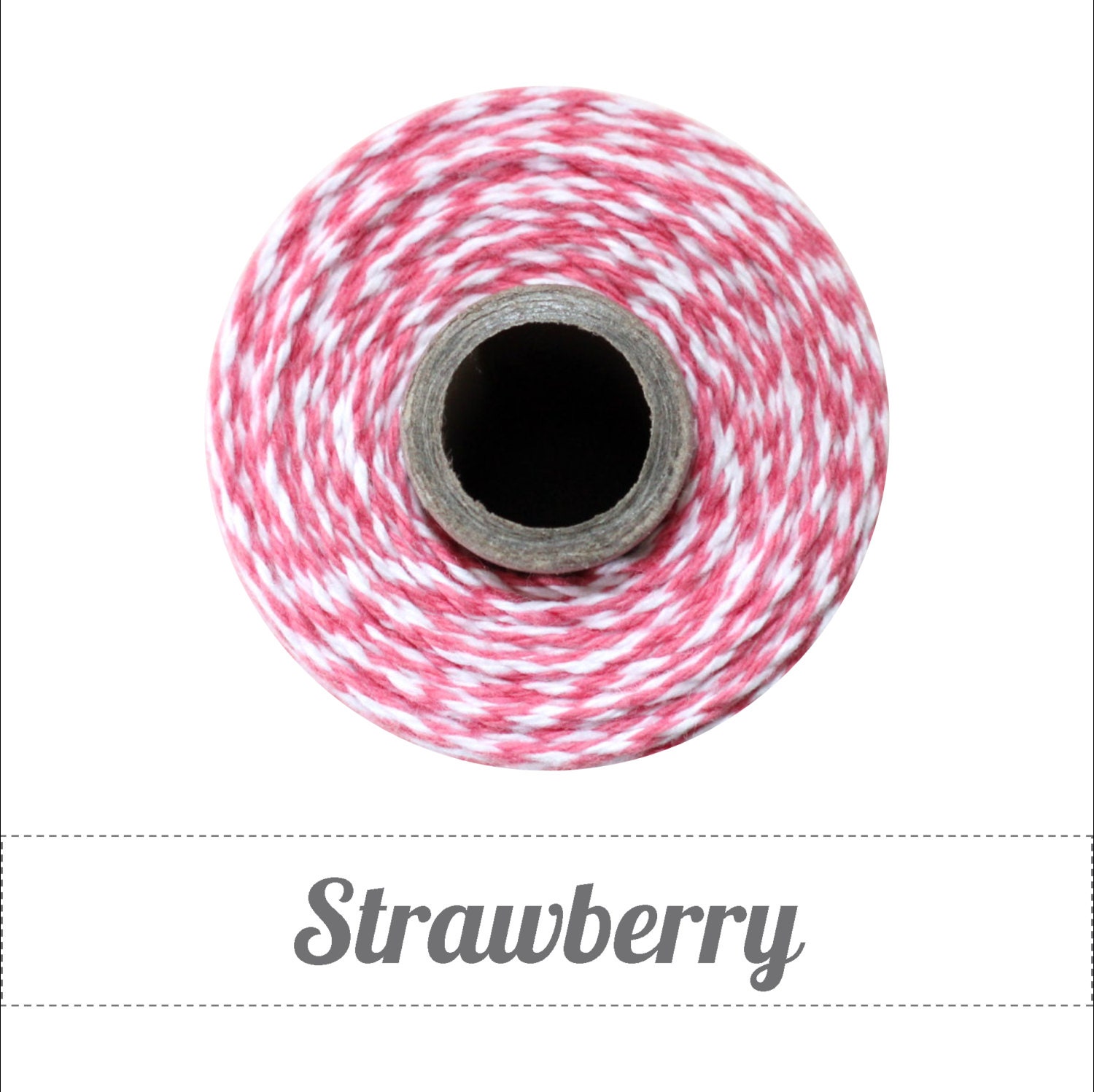 Strawberry Twine Spool - Pinkish Coral & White - 240 yards