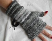 WOOL  GLOVES  MITTENS  -  Wrist  Warmers, Hand Knitted, Fingerless, Mittens, Elegant, Winter, Romantic, Warm, Feminine, Women, Cozy