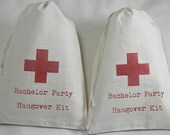 10 Bachelor Party Hangover Kit / Red Cross - Organic Cotton Drawstring Bags - Great for Bachelor Parties 5x7 Il_170x135