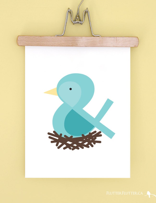 Bird Ampersand Animal Typographic Art Print