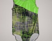 Lime green and black girls leotard