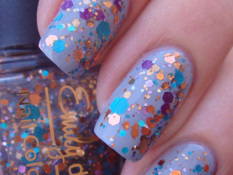 Glitter nail polish - "Copper Field" bronze, copper and teal glitter