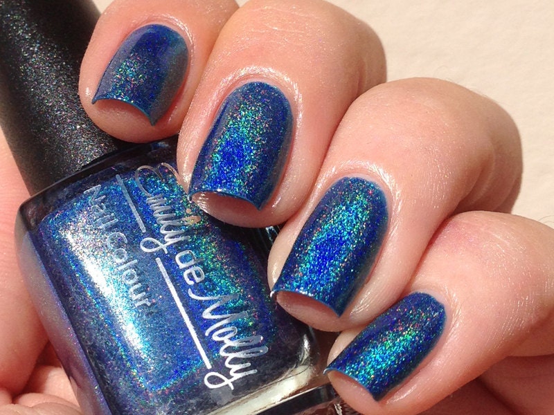 Nail polish - "Indigo Flow" blue linear holographic