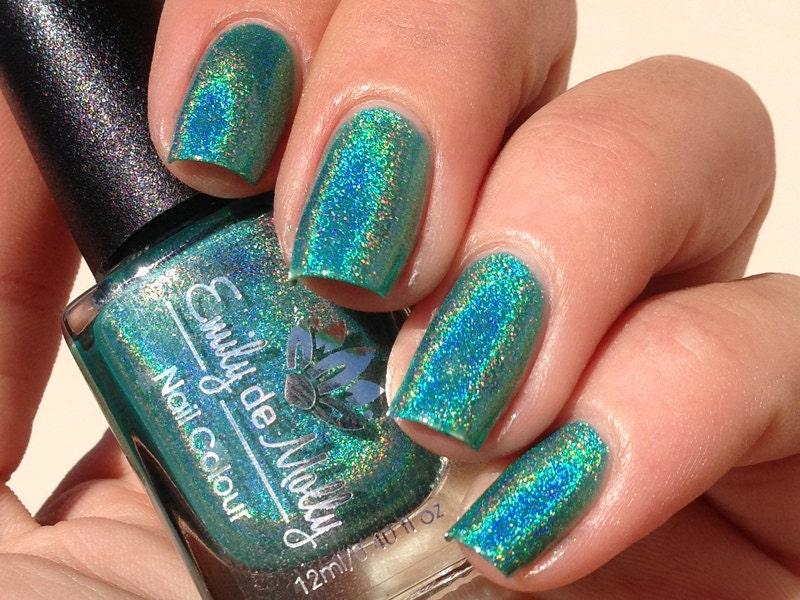 Nail polish - "Land of Confusion" bright green linear holographic