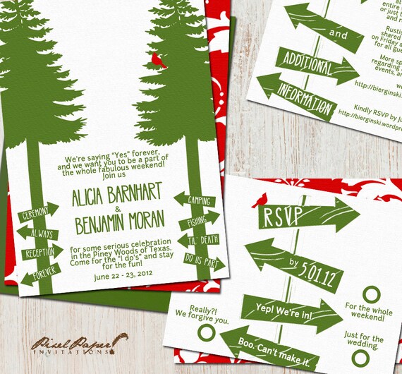 Camp Wed Wedding Invitation Suite