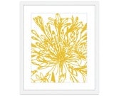 Botanical Flower Digital Print - Vintage Inspired - Mustard Yellow - Wall Art  - Spring Summer Modern Home Decor - Under 20