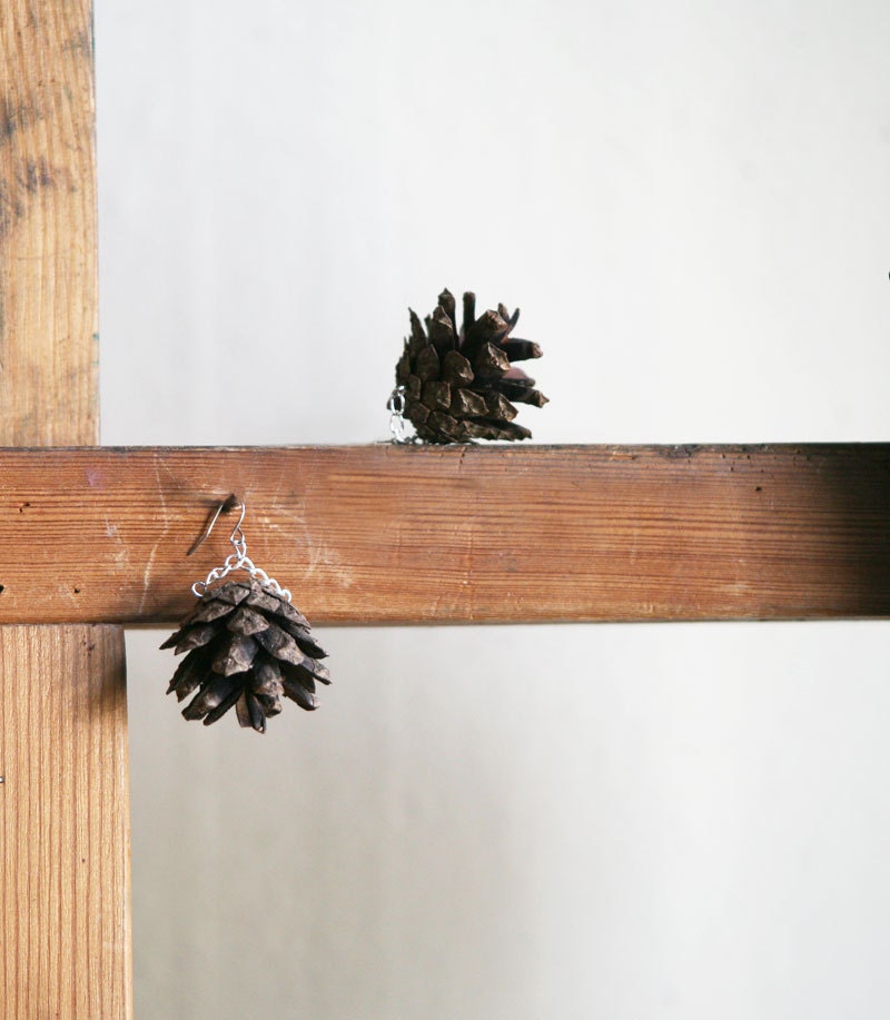 Pinecone earrings Silver color earwires